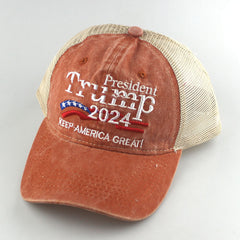 2024 American Election Hat Washed Old Truck Driver Peaked Cap Sichuan Puwang Baseball Cap