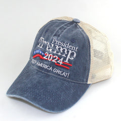 2024 American Election Hat Washed Old Truck Driver Peaked Cap Sichuan Puwang Baseball Cap