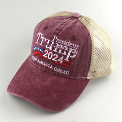 2024 American Election Hat Washed Old Truck Driver Peaked Cap Sichuan Puwang Baseball Cap