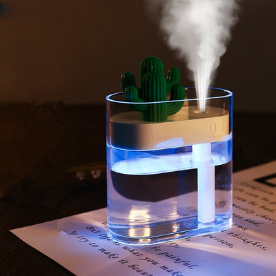 160ML Ultrasonic Air Humidifier Clear Cactus Color Light USB Essential Oil Diffuser Car Purifier Aroma Diffusor Anion Mist Maker - Southern Dreams 311