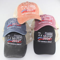 2024 American Election Hat Washed Old Truck Driver Peaked Cap Sichuan Puwang Baseball Cap