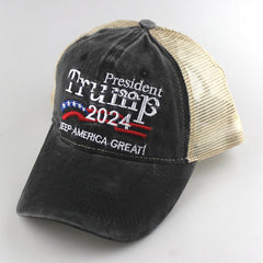 2024 American Election Hat Washed Old Truck Driver Peaked Cap Sichuan Puwang Baseball Cap